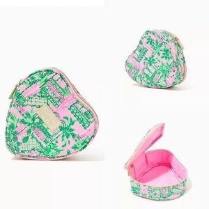 Lilly Pulitzer Pink and Green Heart Cosmetic Case